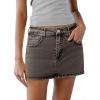 EMMIOL Women Denim Skort Skirt Stretchy Mid Waist Y2K Sexy Mini Skirts Dressy Casual Jean Skorts(Black-gray)