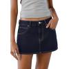 EMMIOL Women Denim Skort Skirt Stretchy Mid Waist Y2K Sexy Mini Skirts Dressy Casual Jean Skorts(Navy Blue)