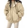 EMMIOL Womens Winter Coats Hooded Fleece Puffer Reversible Long Sleeve Oversized Full Zipper Warm Jackets(Apricot)