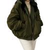 EMMIOL Womens Winter Coats Hooded Fleece Puffer Reversible Long Sleeve Oversized Full Zipper Warm Jackets(Army Green)