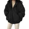 EMMIOL Womens Winter Coats Hooded Fleece Puffer Reversible Long Sleeve Oversized Full Zipper Warm Jackets(Black)