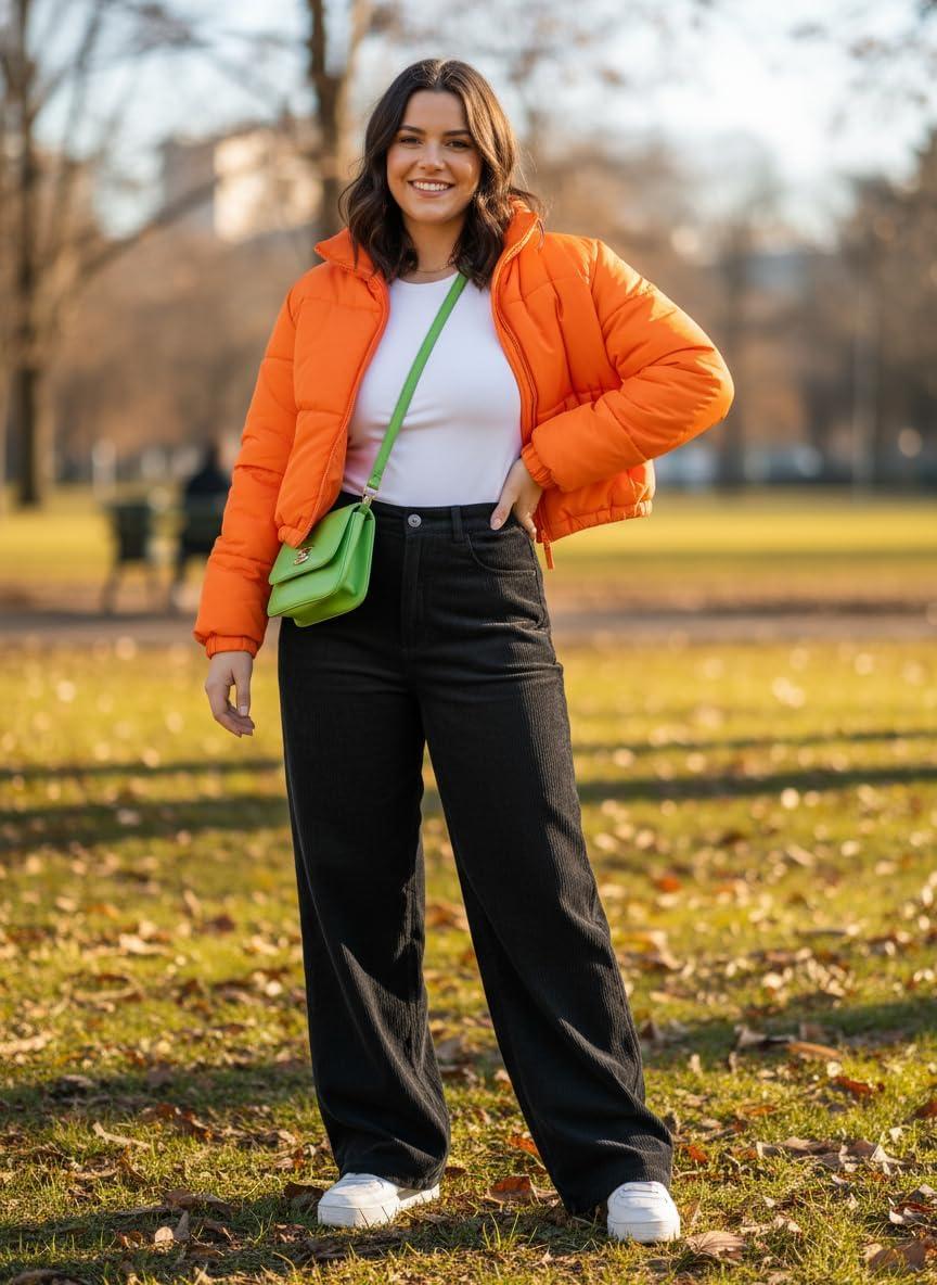 image:imageEMMIOL Corduroy Wide Leg Pants Women Casual Winter 2025 Elastic Waist Vintage Loose Trousers with PocketsBlack
