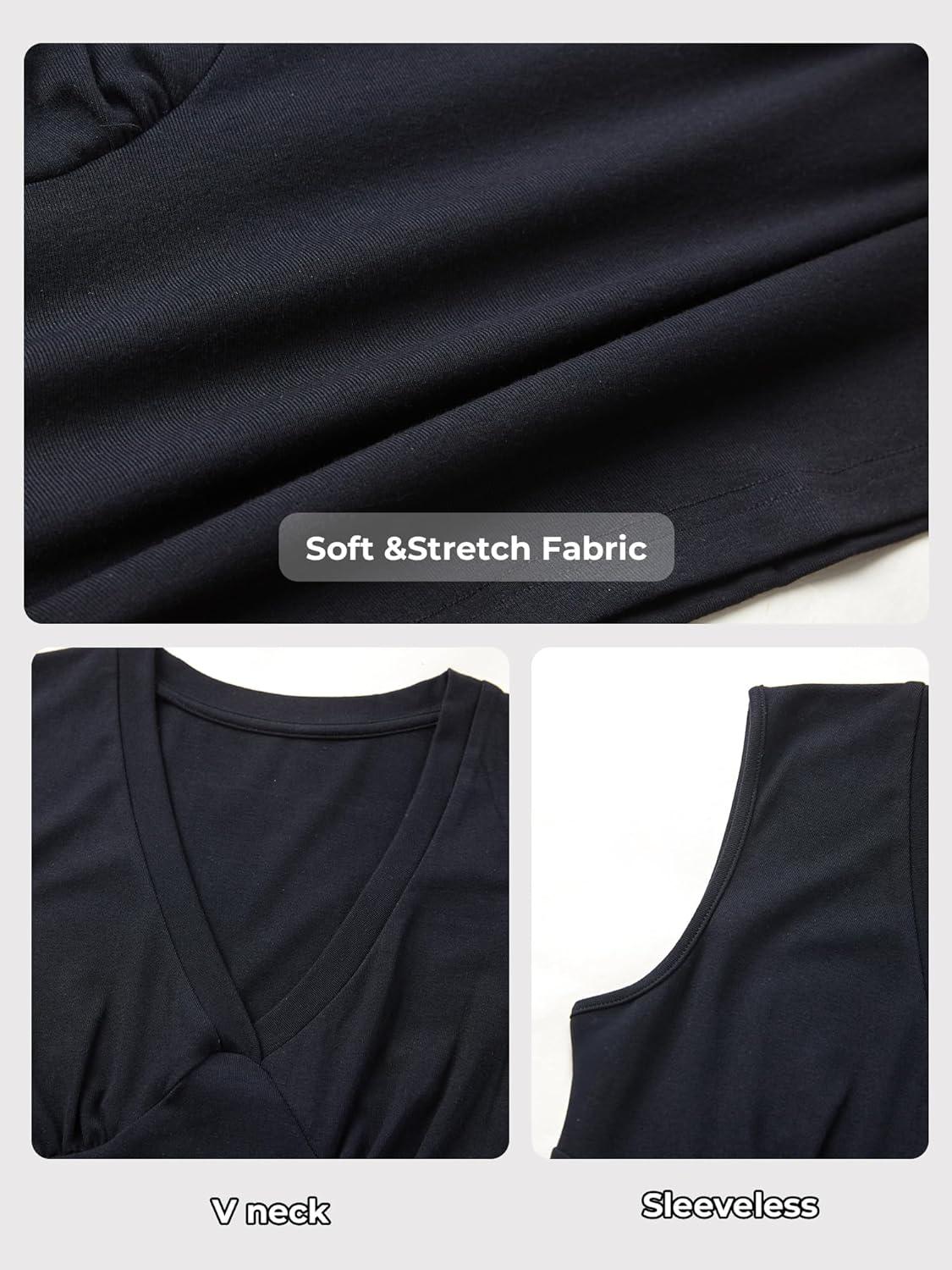 image:imageWomen Deep V Neck Tops Sexy Sleeveless Crop Top Stretchy Trendy Going Out Tank Top Cute Summer ClothesBlack