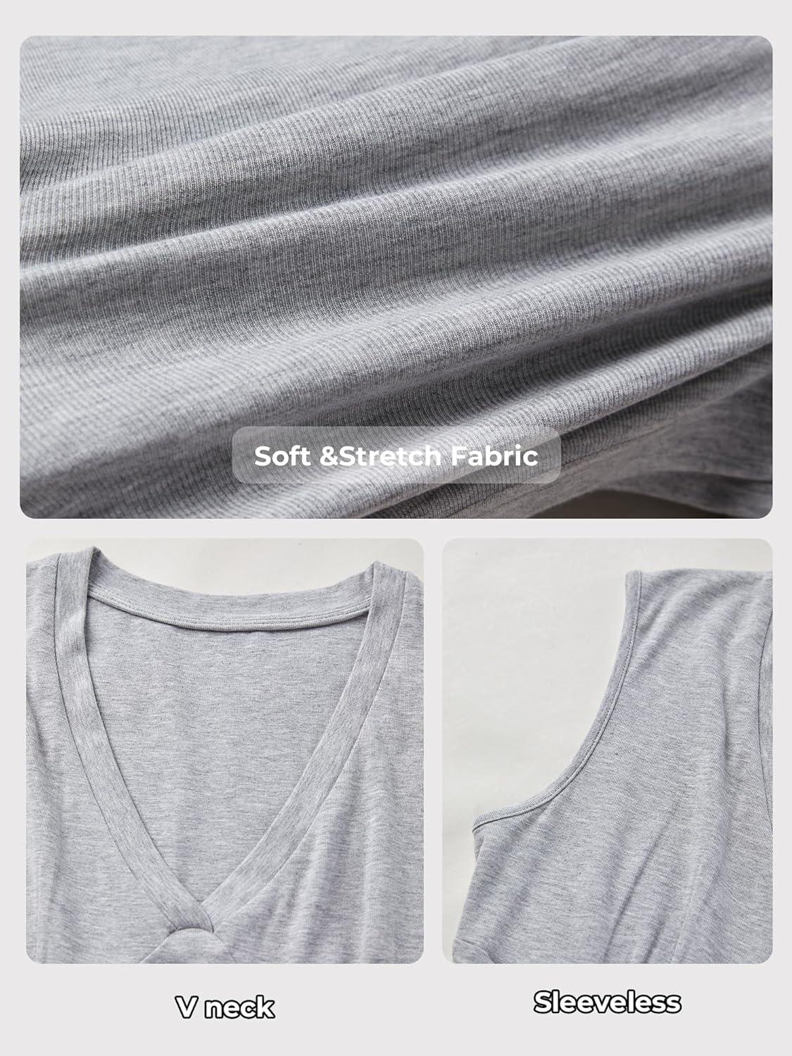 image:imageWomen Deep V Neck Tops Sexy Sleeveless Crop Top Stretchy Trendy Going Out Tank Top Cute Summer ClothesGrey