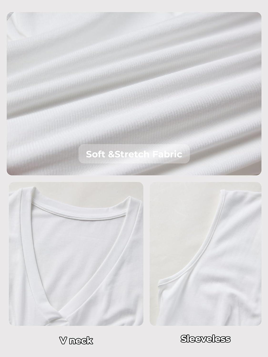 image:imageWomen Deep V Neck Tops Sexy Sleeveless Crop Top Stretchy Trendy Going Out Tank Top Cute Summer ClothesWhite