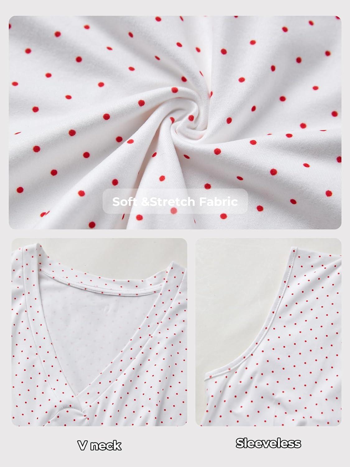 image:imageWomen Deep V Neck Tops Sexy Sleeveless Crop Top Stretchy Trendy Going Out Tank Top Cute Summer ClothesWhitepolka Dots
