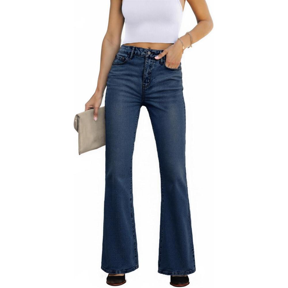 image:imageEMMIOL Women Flared Jeans MidHigh Waist Jeans Y2K 90s Denim PantsAdark Bluehigh Rised