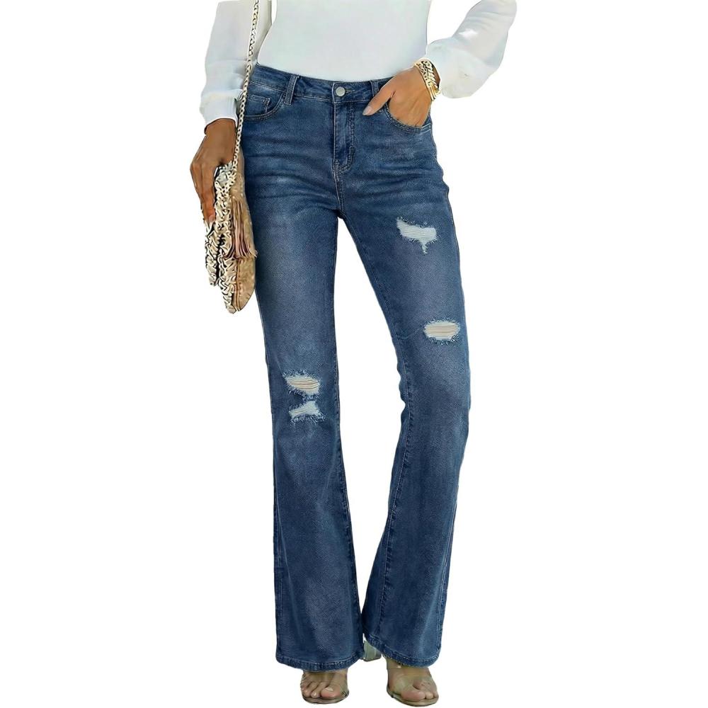 image:imageEMMIOL Women Flared Jeans MidHigh Waist Jeans Y2K 90s Denim PantsCdark Bluehigh Rise