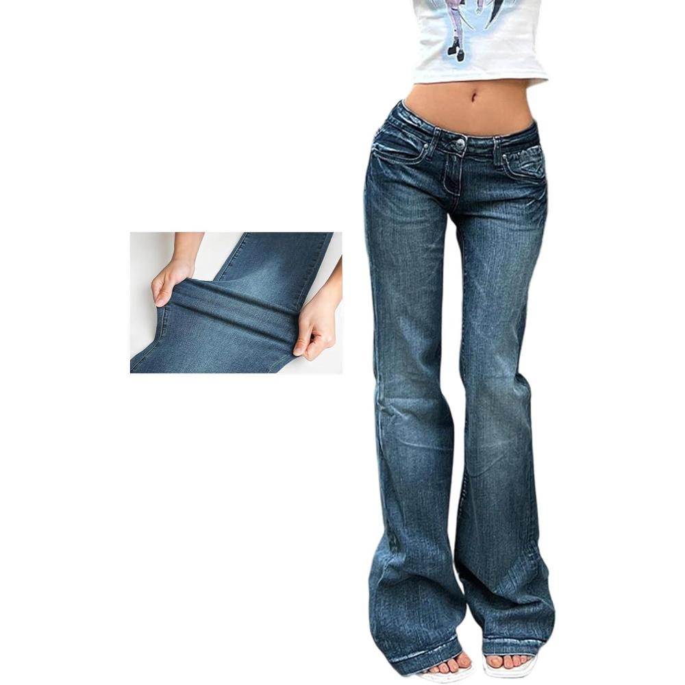 image:imageEMMIOL Womens Flare Jeans Y2k 90s Bootcut MidLow Rise Vintage Denim Pants Bell Bottoms StreetwearDark Blue041