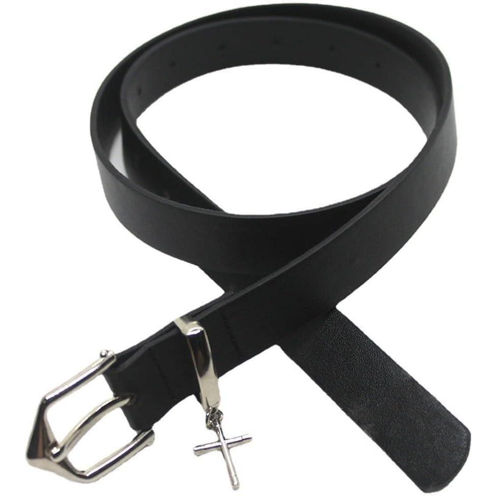 image:imageEMMIOL Y2K Belt for Women Star Studded Belt Vintage Gothic Grunge Punk Rock PU Leather WaistbandCross Black