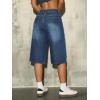 EMMIOL Womens Long Jorts Baggy Y2K Mid High Waisted Retro Jean Shorts Trendy Streetwear Wide Leg Denim Bermudas(Blue)