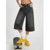 EMMIOL Womens Long Jorts Baggy Y2K Mid High Waisted Retro Jean Shorts Trendy Streetwear Wide Leg Denim Bermudas(Dark Grey)
