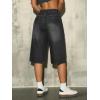 EMMIOL Womens Long Jorts Baggy Y2K Mid High Waisted Retro Jean Shorts Trendy Streetwear Wide Leg Denim Bermudas(Dark Grey)