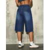 EMMIOL Womens Long Jorts Baggy Y2K Mid High Waisted Retro Jean Shorts Trendy Streetwear Wide Leg Denim Bermudas(Denim Blue)