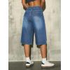 EMMIOL Womens Long Jorts Baggy Y2K Mid High Waisted Retro Jean Shorts Trendy Streetwear Wide Leg Denim Bermudas(Light Blue)