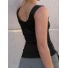 EMMIOL Womens V Neck Ribbed Crop Tank Tops Sleeveless Ruched Going Out Y2K Sexy Top Summer Outfits(Black)