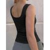 EMMIOL Womens V Neck Ribbed Crop Tank Tops Sleeveless Ruched Going Out Y2K Sexy Top Summer Outfits(Black Floral)