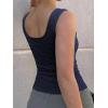 EMMIOL Womens V Neck Ribbed Crop Tank Tops Sleeveless Ruched Going Out Y2K Sexy Top Summer Outfits(Dark Blue Floral)