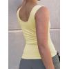 EMMIOL Womens V Neck Ribbed Crop Tank Tops Sleeveless Ruched Going Out Y2K Sexy Top Summer Outfits(Light Yellow)