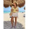EMMIOL Womens V Neck Ribbed Crop Tank Tops Sleeveless Ruched Going Out Y2K Sexy Top Summer Outfits(Light Yellow)
