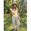 EMMIOL Womens V Neck Ribbed Crop Tank Tops Sleeveless Ruched Going Out Y2K Sexy Top Summer Outfits(Light Yellow)