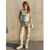 EMMIOL Womens V Neck Ribbed Crop Tank Tops Sleeveless Ruched Going Out Y2K Sexy Top Summer Outfits(Sky Blue Floral)