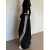 EMMIOL Women’s Y2K Baggy Striped Sweatpants, High Waisted Wide Leg Casual Pants, Joggers with Drawstring Waist and Cuffs(Black)