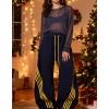 EMMIOL Women’s Y2K Baggy Striped Sweatpants, High Waisted Wide Leg Casual Pants, Joggers with Drawstring Waist and Cuffs(Dark Blue)
