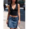 Women Deep V Neck Tops Sexy Sleeveless Crop Top Stretchy Trendy Going Out Tank Top Cute Summer Clothes(Black)