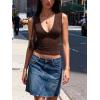 Women Deep V Neck Tops Sexy Sleeveless Crop Top Stretchy Trendy Going Out Tank Top Cute Summer Clothes(Brown-polka Dots)