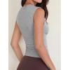 Women Deep V Neck Tops Sexy Sleeveless Crop Top Stretchy Trendy Going Out Tank Top Cute Summer Clothes(Grey)