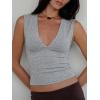 Women Deep V Neck Tops Sexy Sleeveless Crop Top Stretchy Trendy Going Out Tank Top Cute Summer Clothes(Grey)