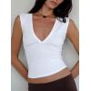 Women Deep V Neck Tops Sexy Sleeveless Crop Top Stretchy Trendy Going Out Tank Top Cute Summer Clothes(White)