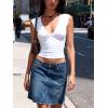 Women Deep V Neck Tops Sexy Sleeveless Crop Top Stretchy Trendy Going Out Tank Top Cute Summer Clothes(White)