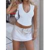Women Deep V Neck Tops Sexy Sleeveless Crop Top Stretchy Trendy Going Out Tank Top Cute Summer Clothes(White)