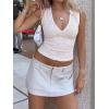 Women Deep V Neck Tops Sexy Sleeveless Crop Top Stretchy Trendy Going Out Tank Top Cute Summer Clothes(White-polka Dots)
