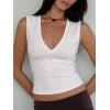 Women Deep V Neck Tops Sexy Sleeveless Crop Top Stretchy Trendy Going Out Tank Top Cute Summer Clothes(White-polka Dots)