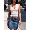 Women Deep V Neck Tops Sexy Sleeveless Crop Top Stretchy Trendy Going Out Tank Top Cute Summer Clothes(White-polka Dots)