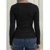 Womens Tops Long Sleeve Ribbed Shirts Lace V Neck Sexy Slim Fit Blouse
