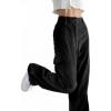 EMMIOL High Waisted Corduroy Pants for Women, Bootcut Wide Leg and Baggy, Cargo Vintage Loose Trouser in Dark Brown Black(Black-100)
