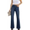EMMIOL Women Flared Jeans Mid-High Waist Jeans Y2K 90s Denim Pants(A-dark Blue-high Rised)