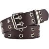 EMMIOL Y2K Women Belts for Jeans, Ladies Leather Belt Trendy Goth Star with Silvery Buckle, Waist Belt Punk for Dress(Coffee-star)
