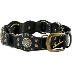 EMMIOL Y2K Belt for Women Star Studded Belt Vintage Gothic Grunge Punk Rock PU Leather Waistband(Boho Black)