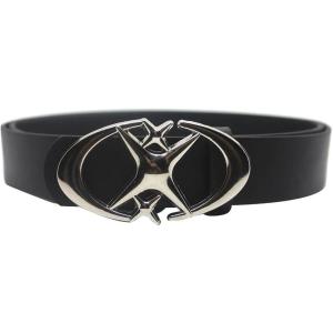 EMMIOL Y2K Women Belts for Jeans, Ladies Leather Belt Trendy Goth Star with Silvery Buckle, Waist Belt Punk for Dress(Black-moon Star)