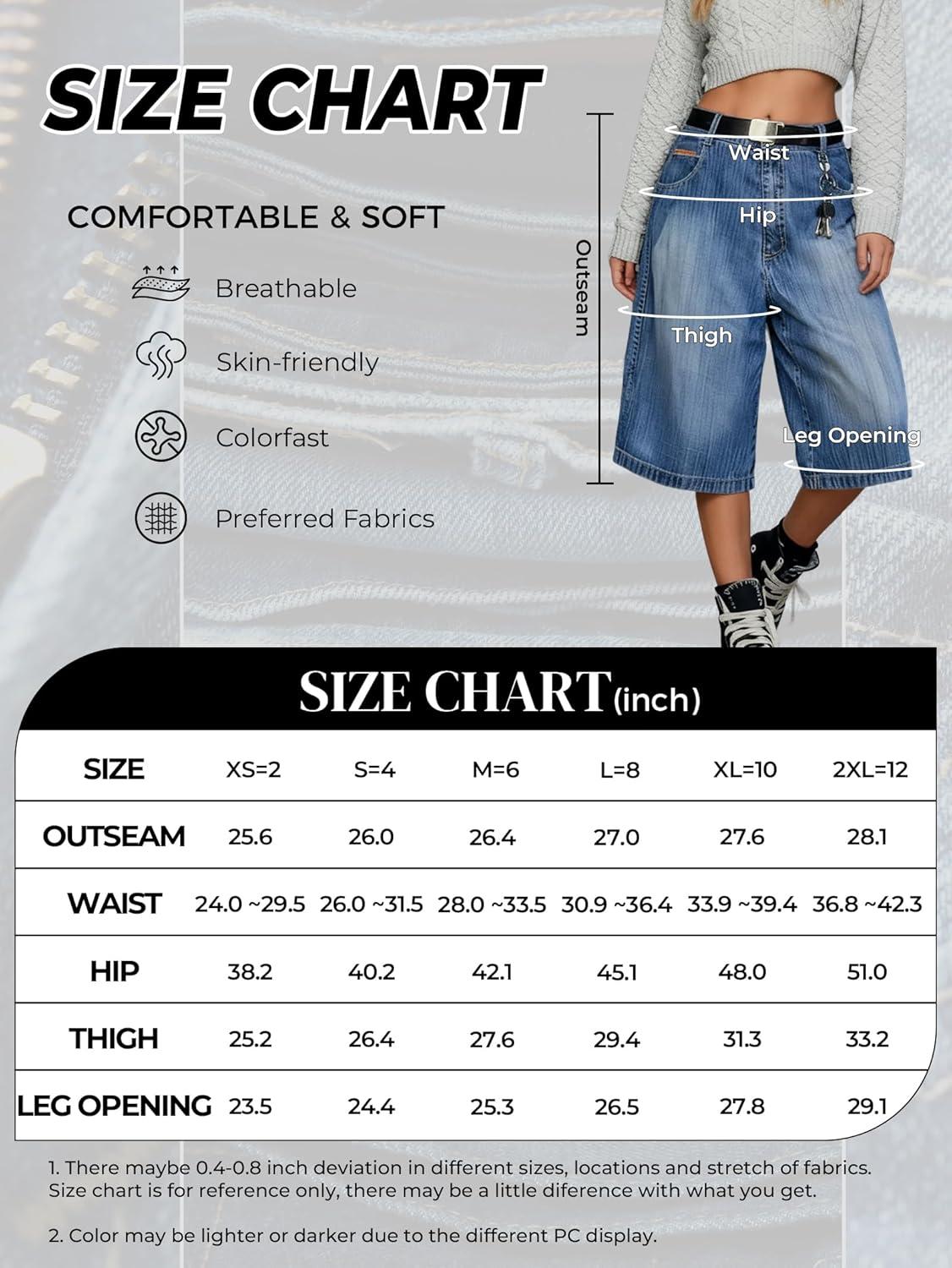 image:imageEMMIOL Baggy Jorts for Women Wide Leg Denim Shorts Y2k Mid Rise Bermuda Streetwear Boyfriend Jean Shorts with Pockets