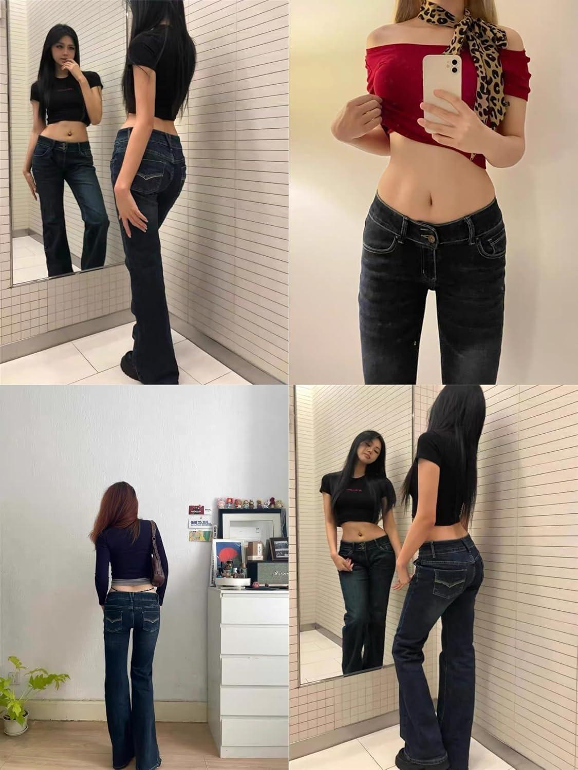 image:imageEMMIOL High Rise Flare Jeans for Women Y2K Bootcut Flared Bell Bottom Boyfriend WomanBlue
