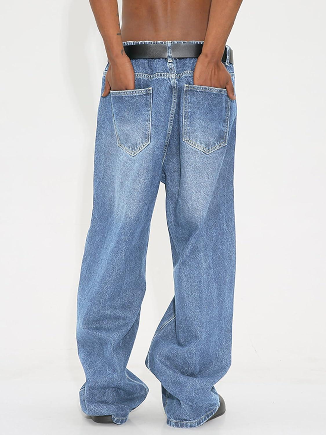 image:imageEMMIOL Mens Baggy Jeans Wide Leg Loose Fit Straight Leg Fit Y2k Denim Pants Mid Rise Streetwear 90s JncoBlue 1