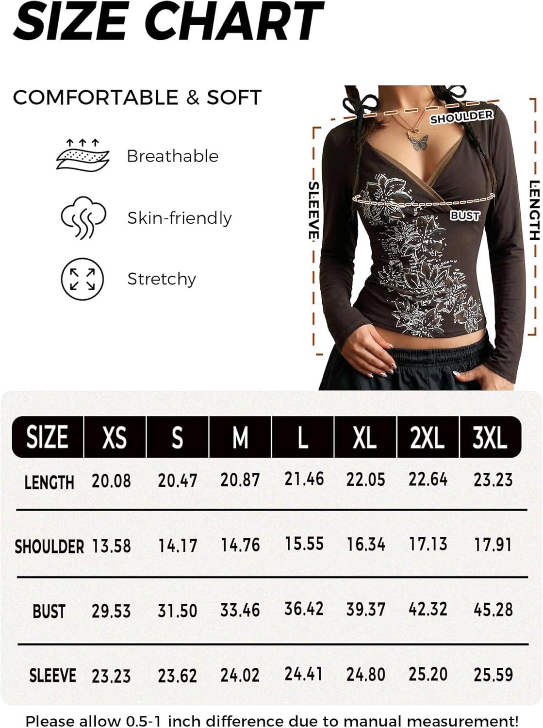 image:imageEMMIOL Y2k Fairy Grunge Long Sleeve Shirts For Women Vintage Floral Print Graphic V Neck Crop Tops Emo Gothic Clothes318blue