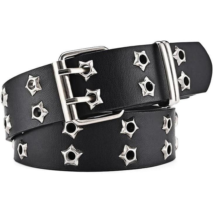 image:imageEMMIOL Cool Y2K Belt Women Black bb Belt Silver Buckle Oval D Ring Star Belts Trendy Streetwear Punk for JeansBlackstar