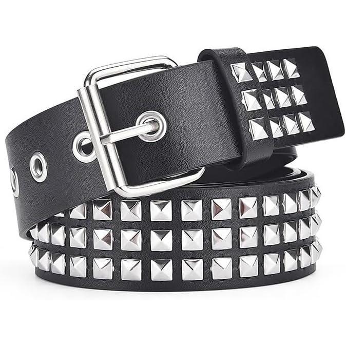 image:imageEMMIOL Cool Y2K Belt Women Black bb Belt Silver Buckle Oval D Ring Star Belts Trendy Streetwear Punk for JeansBlackstudded